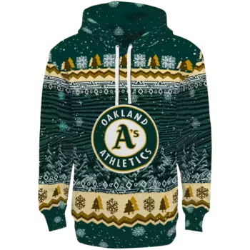 Oakland Athletics Green Hoodie – Christmas Trees Design