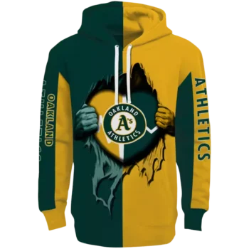Oakland Athletics Green Hoodie with Heartbeat Graphic