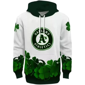Oakland Athletics White Green Lucky Logo Hoodie - MLB Apparel