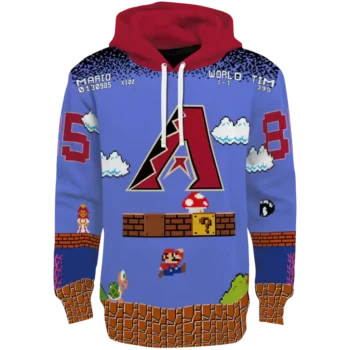 Custom Arizona Diamondbacks Mario Blue & Black Hoodie