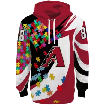 Custom Arizona Diamondbacks Red Hoodie with Puzzle Piece Design