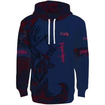 Atlanta Braves Personalized Navy Hoodie with Deer Silhouette