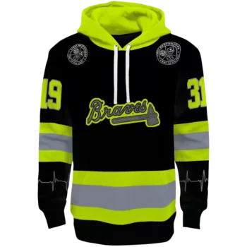 Atlanta Braves Personalized Black Neon Green Safety Hoodie