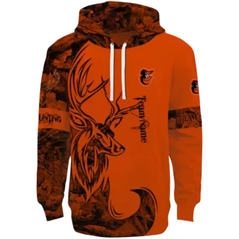Custom Baltimore Orioles Orange Deer Silhouette Hoodie