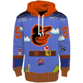 Baltimore Orioles Mario Blue Black Personalized Hoodie