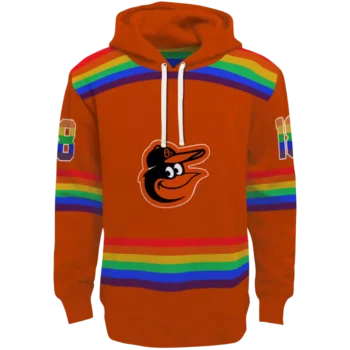 Baltimore Orioles Orange Hoodie with Rainbow Stripes – Personalized