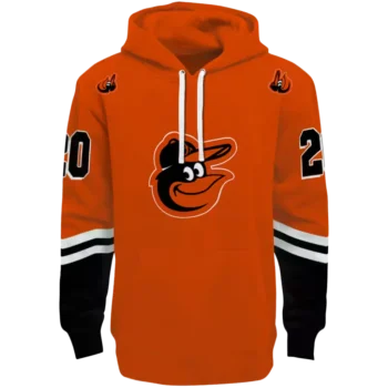 Baltimore Orioles Orange Striped Sleeve Personalized Hoodie