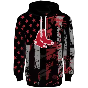 Custom Boston Red Sox Distressed Flag Hoodie – Red & Black