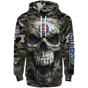 Chicago Cubs Camo Skull Hoodie - Personalized Fan Apparel