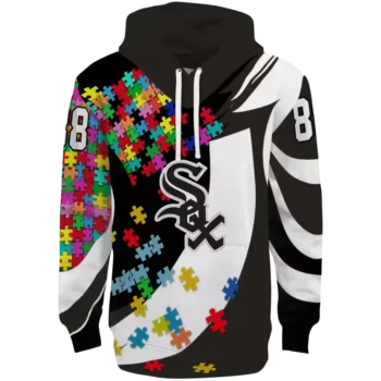 Custom Chicago White Sox Hoodie - Black Puzzle Piece Design