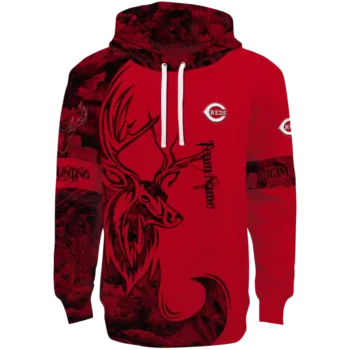 Cincinnati Reds Personalized Deer Silhouette Red Hoodie