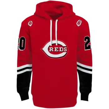 Custom Cincinnati Reds Red Hoodie with Striped Sleeves