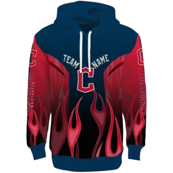 Custom Cleveland Guardians Navy Blue Flame Hoodie - Personalized