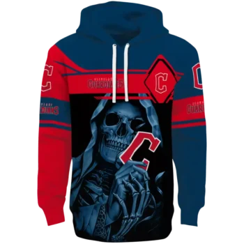 Custom Cleveland Guardians Grim Reaper Navy Black Hoodie