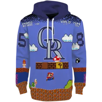 Custom Colorado Rockies Mario Blue & Black Hoodie – Personalized
