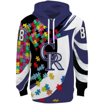 Custom Colorado Rockies Blue Hoodie with Puzzle Piece Design