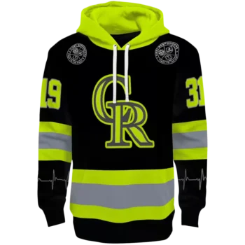 Custom Colorado Rockies Black Neon Green Safety Hoodie
