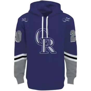Custom Colorado Rockies Blue Hoodie with Striped Sleeves