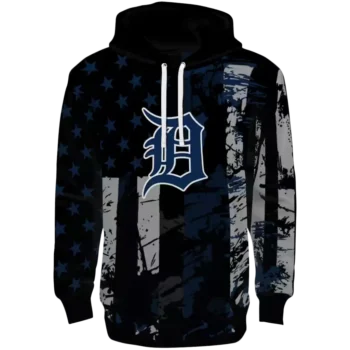 Detroit Tigers Distressed Flag Navy Black Personalized Hoodie