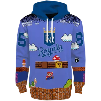 Custom Kansas City Royals Mario Blue & Black Hoodie - Personalized