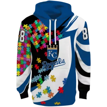 Custom Kansas City Royals Royal Blue Puzzle Piece Hoodie