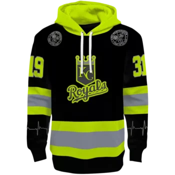 Custom Kansas City Royals Neon Green Black Hoodie - Safety Design
