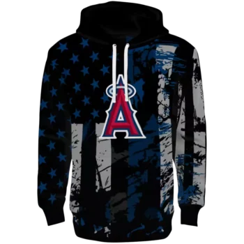 Custom LA Angels Distressed Flag Blue Black Hoodie – Personalized