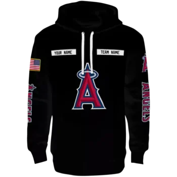 Los Angeles Angels Punisher Skull Black Hoodie - Custom Name