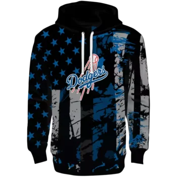 Custom LA Dodgers Distressed Flag Blue Black Hoodie