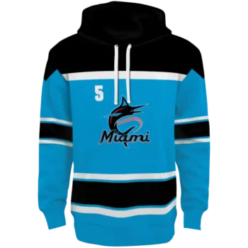 Custom Miami Marlins Blue Striped Hoodie – Personalized Gear