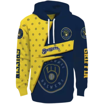Milwaukee Brewers Navy Blue Abstract Shape Personalized Hoodie