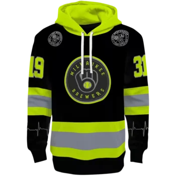 Milwaukee Brewers Custom Black Neon Green Safety Hoodie