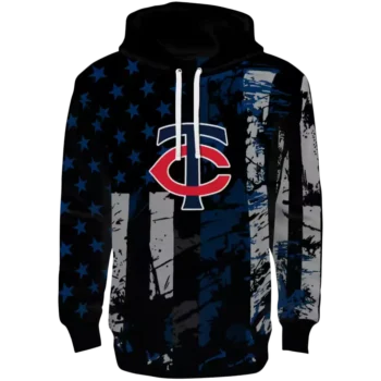 Custom Minnesota Twins Distressed Flag Navy Black Hoodie