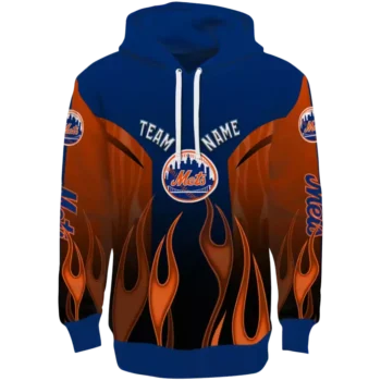 Custom New York Mets Blue Flame Hoodie – Personalized MLB Gear