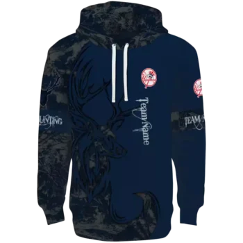 Custom New York Yankees Navy Deer Silhouette Hoodie