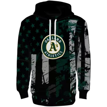 Custom Oakland Athletics Distressed Flag Hoodie Green Black