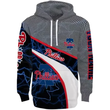 Philadelphia Phillies Custom Hex Mesh Hoodie - Blue Black Gray