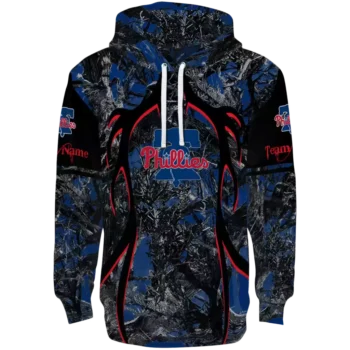 Philadelphia Phillies Hunting Hoodie - Personalized Blue Black Top