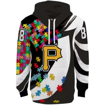 Custom Pittsburgh Pirates Black Hoodie with Puzzle Piece Design