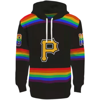 Custom Pittsburgh Pirates Rainbow Stripes Black Hoodie