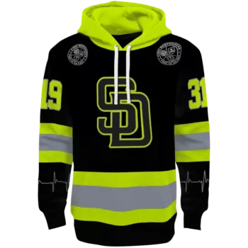 Custom San Diego Padres Neon Green Black Hoodie – Safety Design