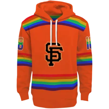 Custom San Francisco Giants Orange Hoodie with Rainbow Stripes