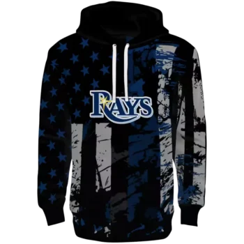 Custom Tampa Bay Rays Distressed Flag Navy Black Hoodie