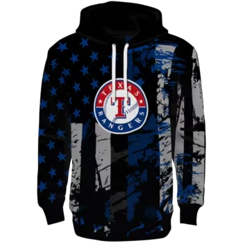 Texas Rangers Distressed Flag Blue Black Personalized Hoodie