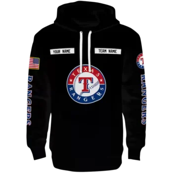 Custom Texas Rangers Punisher Skull Black Hoodie - Personalized
