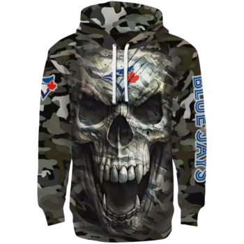 Custom Toronto Blue Jays Camo Skull Hoodie – Personalized Gear