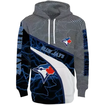Custom Toronto Blue Jays Blue Black Gray Hex Mesh Hoodie