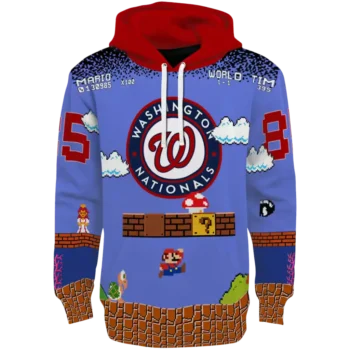 Washington Nationals Mario Blue Black Personalized Hoodie