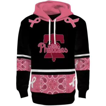 Philadelphia Phillies Black Pink Awareness Ribbon Hoodie