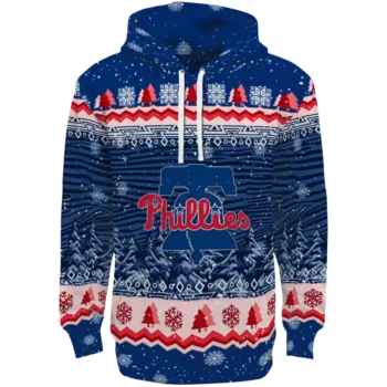Philadelphia Phillies Blue Hoodie Christmas Tree Design